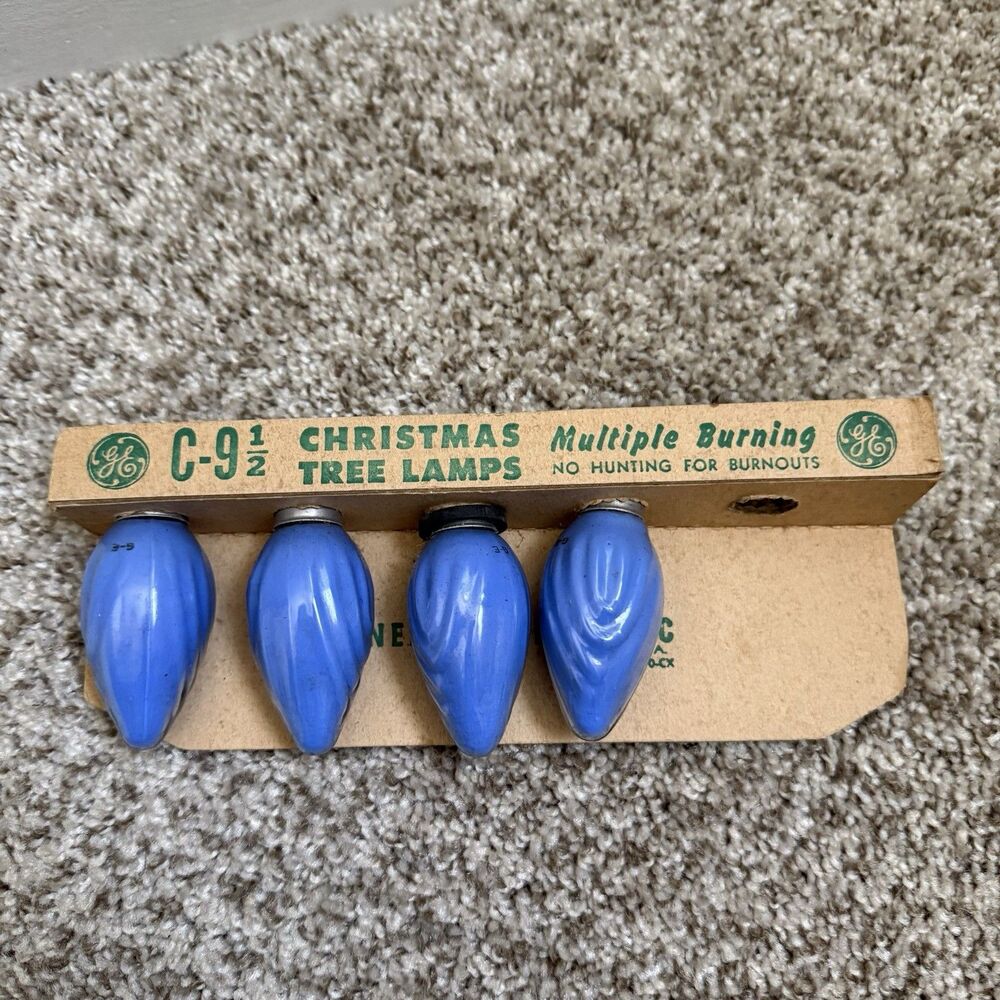 4 Blue GE Swirl Flame C-9 1/2 Outdoor Christmas Lamp Bulbs Tested